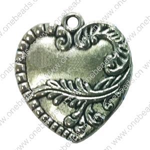 Pendant. Fashion Zinc Alloy jewelry findings. Heart 26x23mm. Sold by Bag