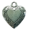 Pendant. Fashion Zinc Alloy jewelry findings. Heart 23x19mm. Sold by Bag
