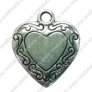 Pendant. Fashion Zinc Alloy jewelry findings. Heart 23x19mm. Sold by Bag