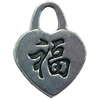 Pendant. Fashion Zinc Alloy jewelry findings. Heart 24x17mm. Sold by Bag
