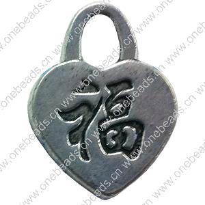 Pendant. Fashion Zinc Alloy jewelry findings. Heart 24x17mm. Sold by Bag