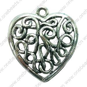 Pendant. Fashion Zinc Alloy jewelry findings. Heart 27x24mm. Sold by Bag