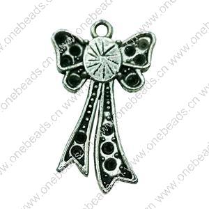 Pendant. Fashion Zinc Alloy jewelry findings. Bowknot 29x17mm. Sold by Bag