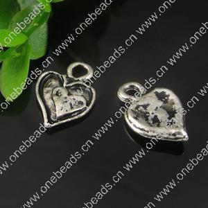 Pendant. Fashion Zinc Alloy Jewelry Findings. Heart 17x12mm. Sold by Bag