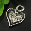 Pendant. Fashion Zinc Alloy Jewelry Findings. Heart 17x12mm. Sold by Bag
