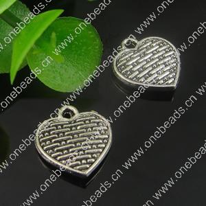 Pendant. Fashion Zinc Alloy Jewelry Findings. Heart 12x11mm. Sold by Bag