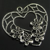 Pendant. Fashion Zinc Alloy Jewelry Findings. Heart 30x32.5mm. Sold by Bag
