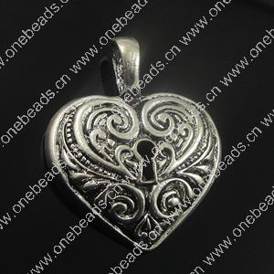 Pendant. Fashion Zinc Alloy Jewelry Findings. Heart 38x31mm. Sold by Bag