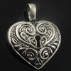 Pendant. Fashion Zinc Alloy Jewelry Findings. Heart 38x31mm. Sold by Bag
