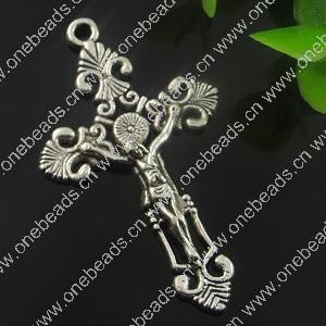 Pendant. Fashion Zinc Alloy Jewelry Findings. Cross 51.5x31mm. Sold by Bag 