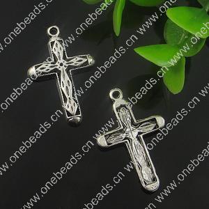 Pendant. Fashion Zinc Alloy Jewelry Findings. Cross 30x19mm. Sold by Bag