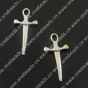 Pendant. Fashion Zinc Alloy Jewelry Findings. Cross 18x9.5mm. Sold by Bag