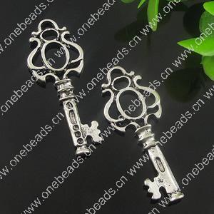 Pendant. Fashion Zinc Alloy Jewelry Findings. key 44x17mm. Sold by Bag