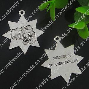 Pendant. Fashion Zinc Alloy Jewelry Findings. Star 36x31.5mm. Sold by Bag