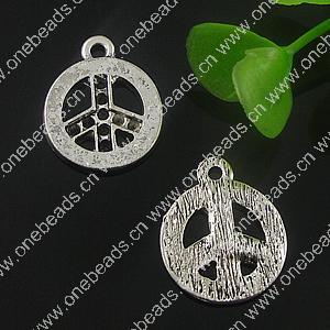 Pendant. Fashion Zinc Alloy Jewelry Findings. peace 20x16.5mm. Sold by Bag