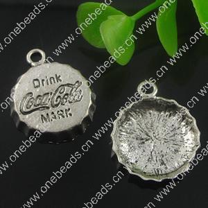 Pendant. Fashion Zinc Alloy Jewelry Findings. Flat Round 25x21mm. Sold by Bag
