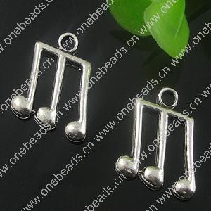 Pendant. Fashion Zinc Alloy Jewelry Findings. musical note 21x15mm. Sold by Bag