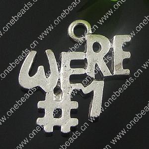 Pendant. Fashion Zinc Alloy Jewelry Findings. letter 21x20mm. Sold by Bag