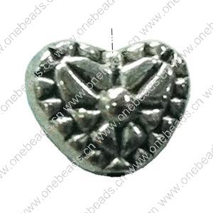 Beads. Fashion Zinc Alloy jewelry findings. Heart 8x7mm, Sold by Bag
