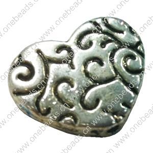 Beads. Fashion Zinc Alloy jewelry findings. Heart 14x17mm, Sold by Bag