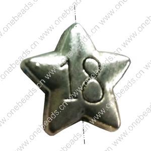 Beads. Fashion Zinc Alloy jewelry findings. star 14x14mm, Sold by Bag