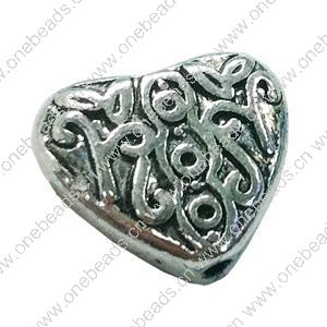 Beads. Fashion Zinc Alloy jewelry findings. Heart 11x12mm, Sold by Bag