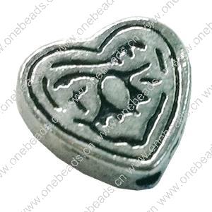 Beads. Fashion Zinc Alloy jewelry findings. Heart 10x10mm, Sold by Bag