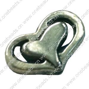Beads. Fashion Zinc Alloy jewelry findings. Heart 9x13mm, Sold by Bag