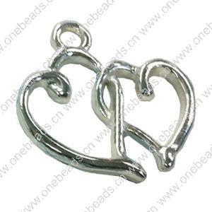 Pendant. Fashion Zinc Alloy jewelry findings. Heart 18x17mm. Sold by Bag