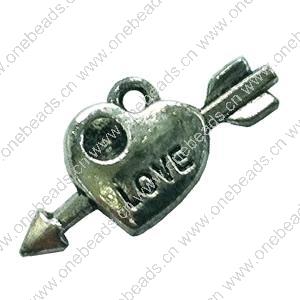Pendant. Fashion Zinc Alloy jewelry findings. Heart 11x18mm. Sold by Bag
