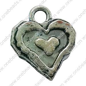 Pendant. Fashion Zinc Alloy jewelry findings. Heart 14x11mm. Sold by Bag