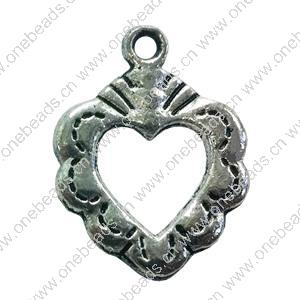 Pendant. Fashion Zinc Alloy jewelry findings. Heart 21x16mm. Sold by Bag