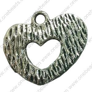 Pendant. Fashion Zinc Alloy jewelry findings. Heart 21x22mm. Sold by Bag