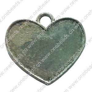 Pendant. Fashion Zinc Alloy jewelry findings. Heart 22x23mm. Sold by Bag