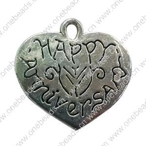 Pendant. Fashion Zinc Alloy jewelry findings. Heart 20x21mm. Sold by Bag