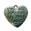 Pendant. Fashion Zinc Alloy jewelry findings. Heart 20x21mm. Sold by Bag
