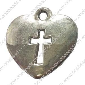 Pendant. Fashion Zinc Alloy jewelry findings. Heart 17x17mm. Sold by Bag