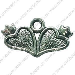 Pendant. Fashion Zinc Alloy jewelry findings. Heart 10x17mm. Sold by Bag