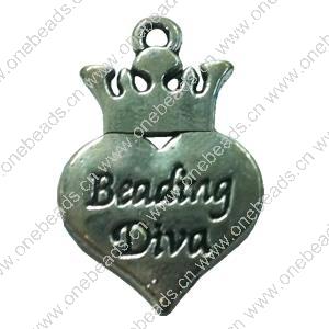 Pendant. Fashion Zinc Alloy jewelry findings. Heart 23x16mm. Sold by Bag
