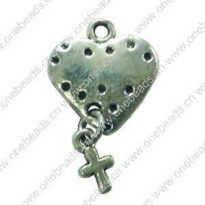 Pendant. Fashion Zinc Alloy jewelry findings. Heart 18x16mm. Sold by Bag