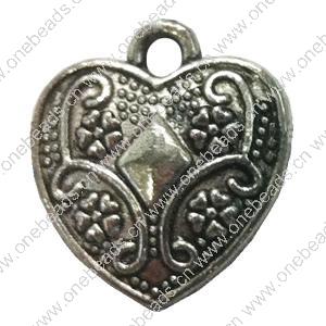 Pendant. Fashion Zinc Alloy jewelry findings. Heart 17x15mm. Sold by Bag