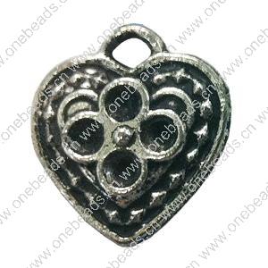 Pendant. Fashion Zinc Alloy jewelry findings. Heart 18x16mm. Sold by Bag
