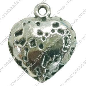 Pendant. Fashion Zinc Alloy jewelry findings. Heart 22x18mm. Sold by Bag