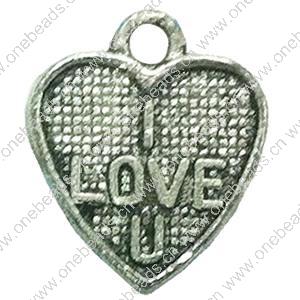 Pendant. Fashion Zinc Alloy jewelry findings. Heart 11x10mm. Sold by Bag