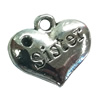 Pendant. Fashion Zinc Alloy jewelry findings. Heart 15x13mm. Sold by Bag
