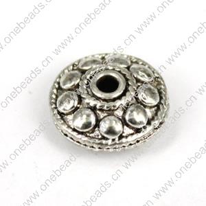 Copper Hollow Bali Beads, Fashion jewelry findings,Flat Round 14x6mm, Sold by bag