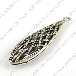 Copper Hollow Bali pendant, Fashion jewelry findings,Teardrop 35x10x7mm, Sold by bag