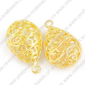Copper Hollow Bali Pendant, Fashion jewelry findings, Teardrop 16x7.5x0.5mm, Sold by bag