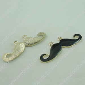 Zinc Alloy Enamel Connector, Fashion jewelry findings mustache 17x49mm, Sold by Bag