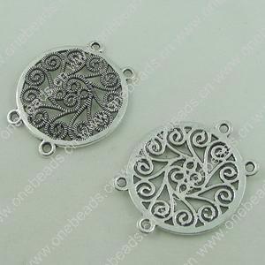 Connector. Fashion Zinc Alloy Jewelry Findings. Flat Round 35x30mm. Sold by Bag